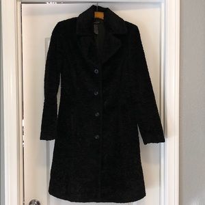 Bebe black poodle texture trench coat size s